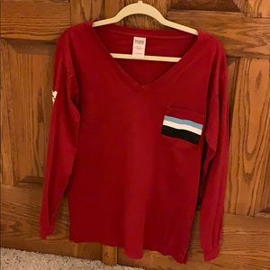 red long sleeved PINK shirt